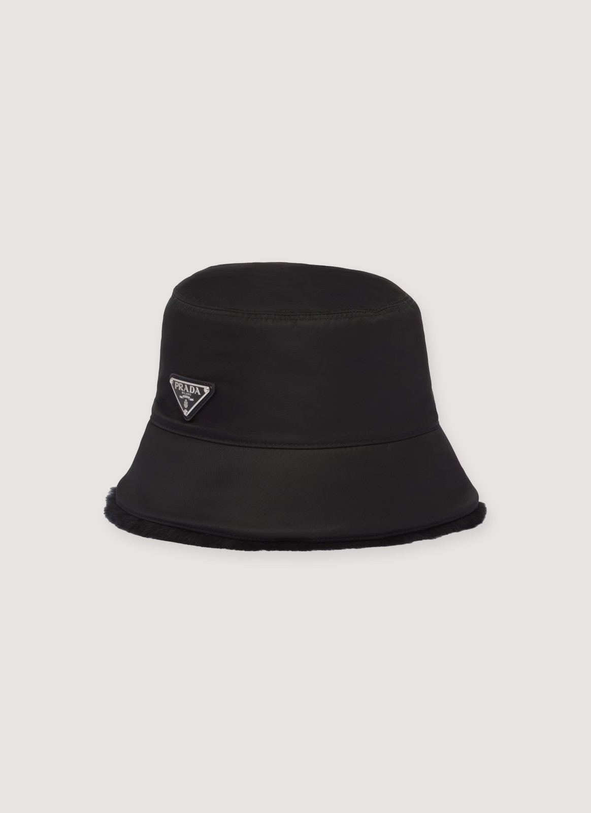 Prada Re-Nylon Fur Lined Bucket Hat Black