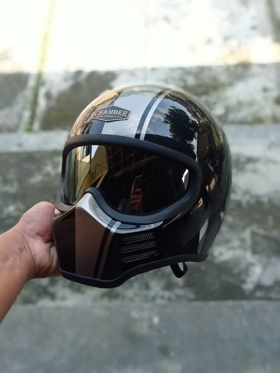 SALE ALERT CUSTOM HELMET MT ZERO SILVER LINES FOR CAFE RACER CHOPPER MOTORCYCLE