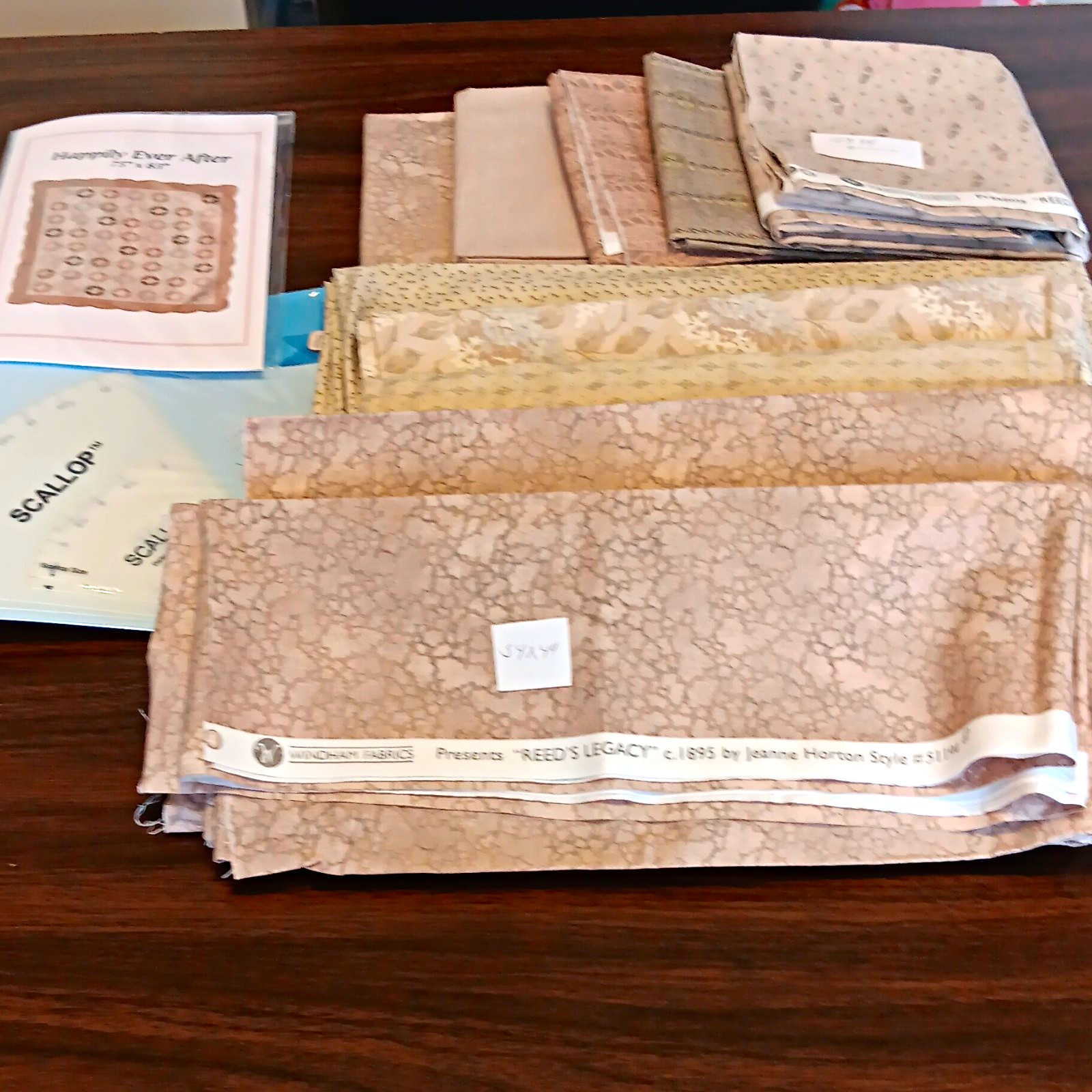Windham Fabrics Beige Taupe Floral Quilting Fabric happily ever after kit Windham Fabrics Beige Taupe Floral Quilting Fabric happily ever after kit