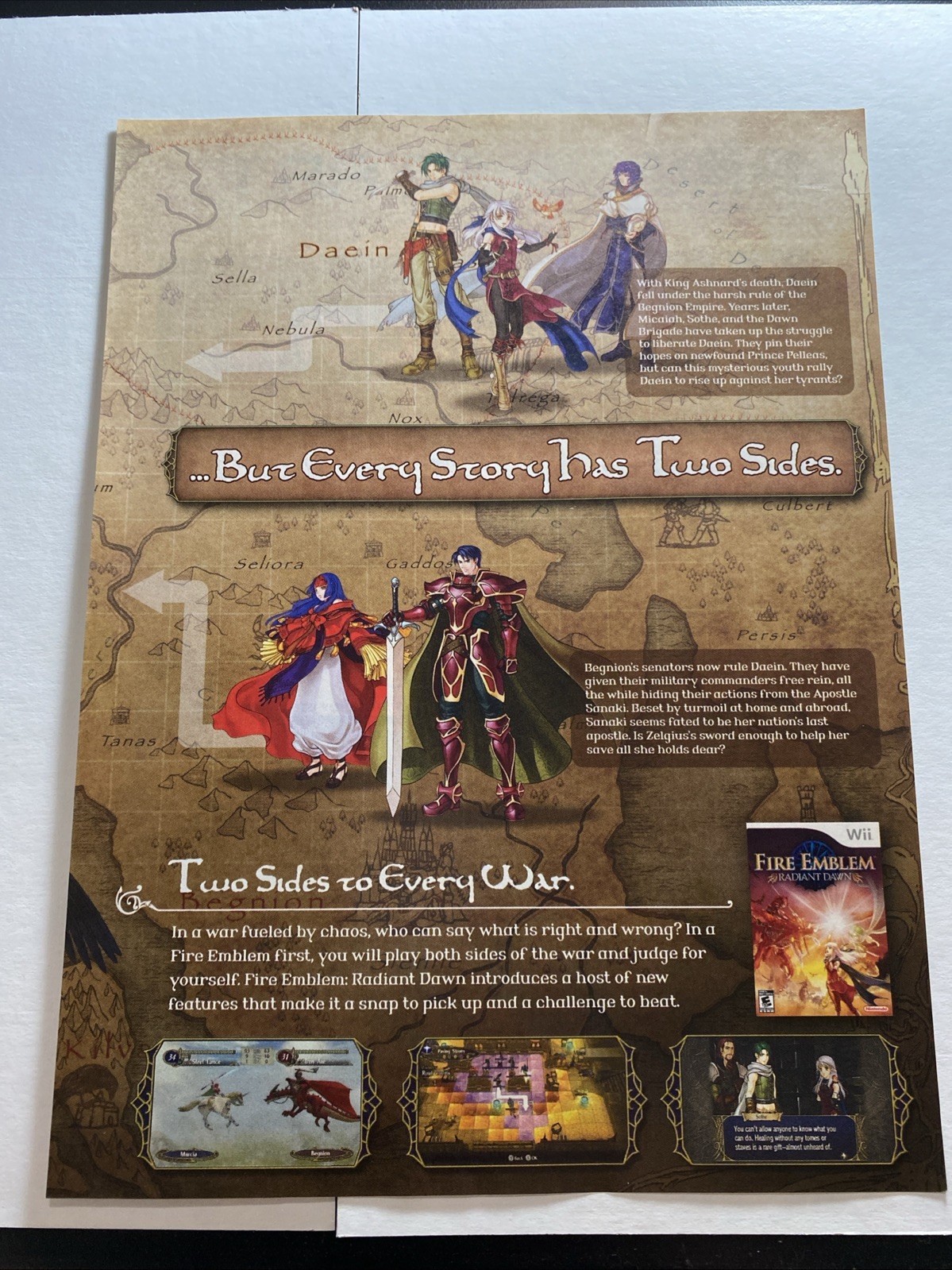 2007 Fire Emblem Radiant Dawn Wii Vintage Poster Print AD - Video Game Promo Art
