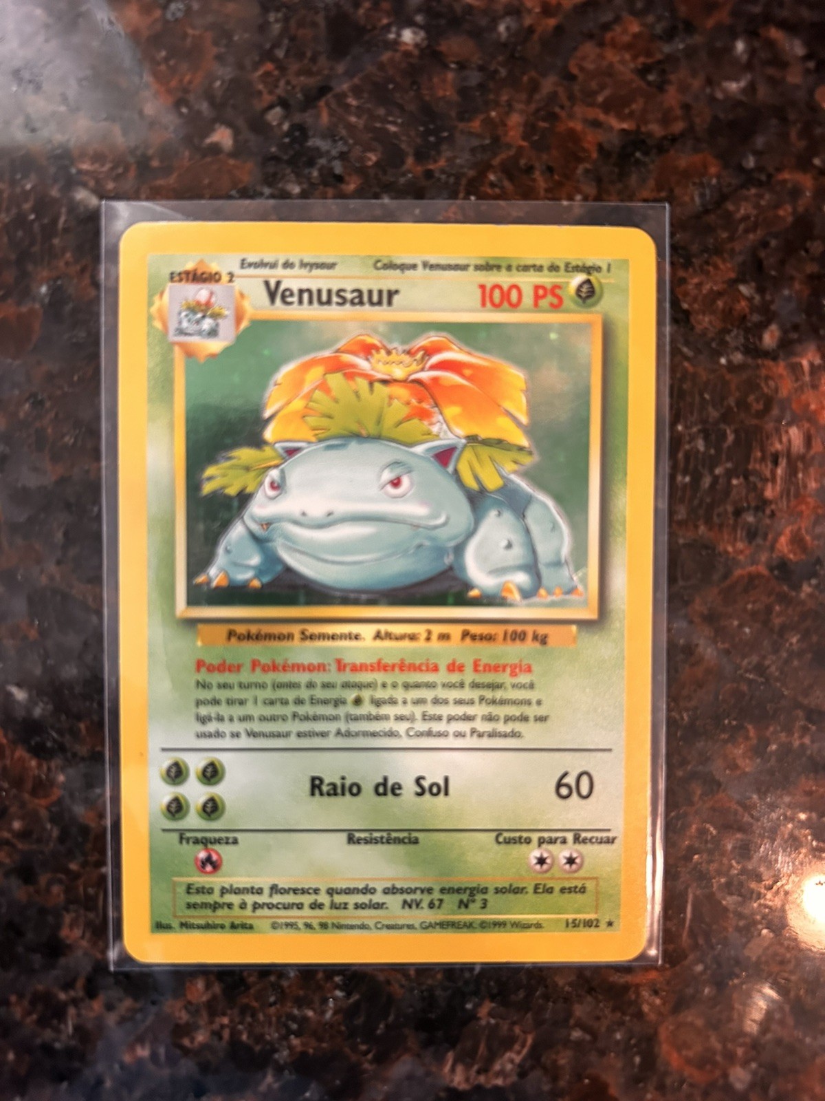 Pokemon Venusaur 15/102 Base Set Portuguese Holo Rare 1999 Pokemon Venusaur 15/102 Base Set Portuguese Holo Rare 1999