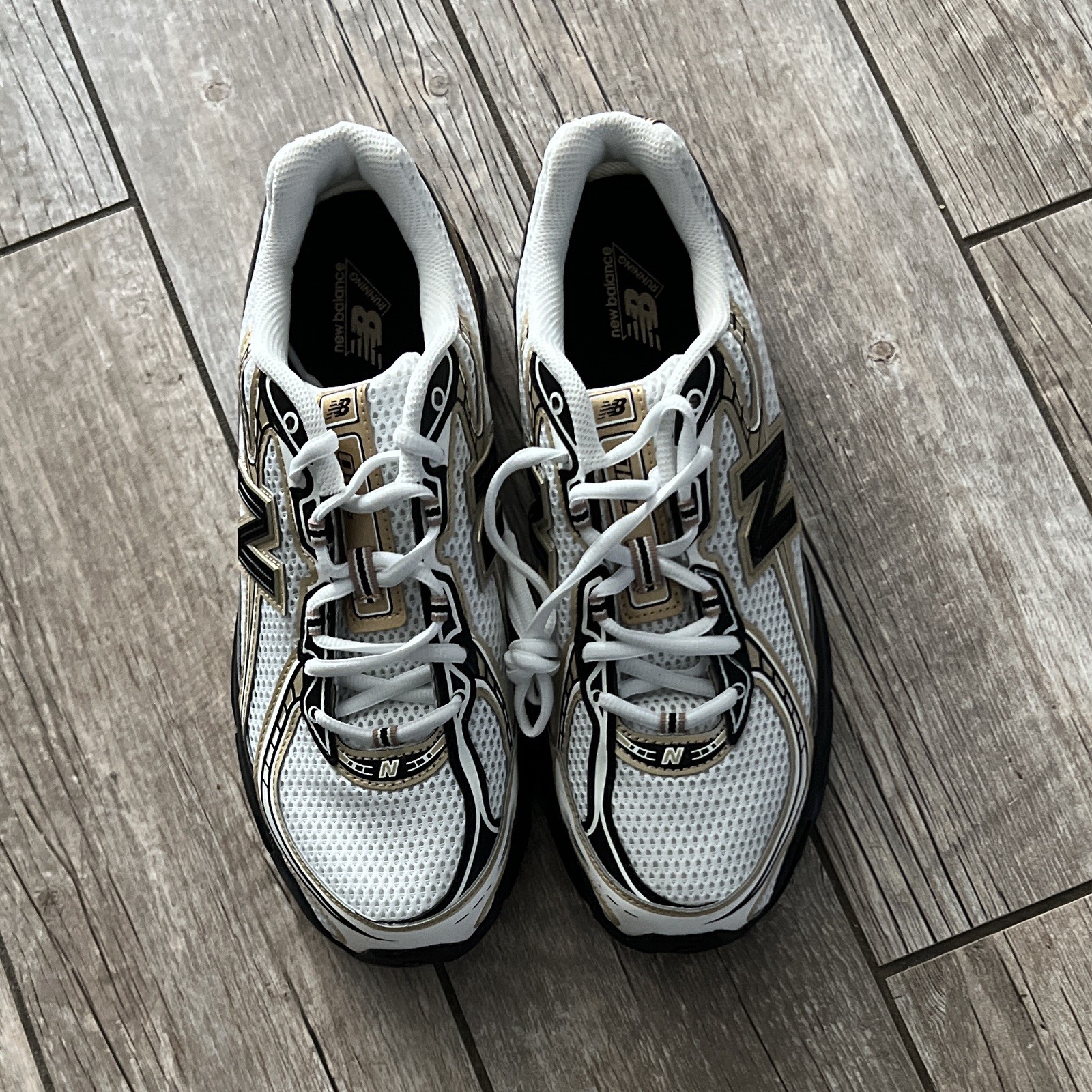 Gold White And Black Brand New New Balance Shoes