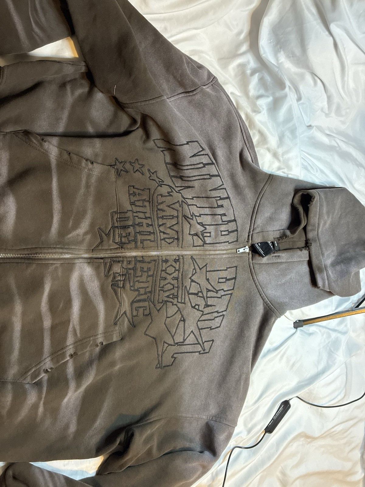 Ninth Hall Full Zip Distressed Grey Jacket Size XL Ninth Hall Full Zip Distressed Grey Jacket Size XL
