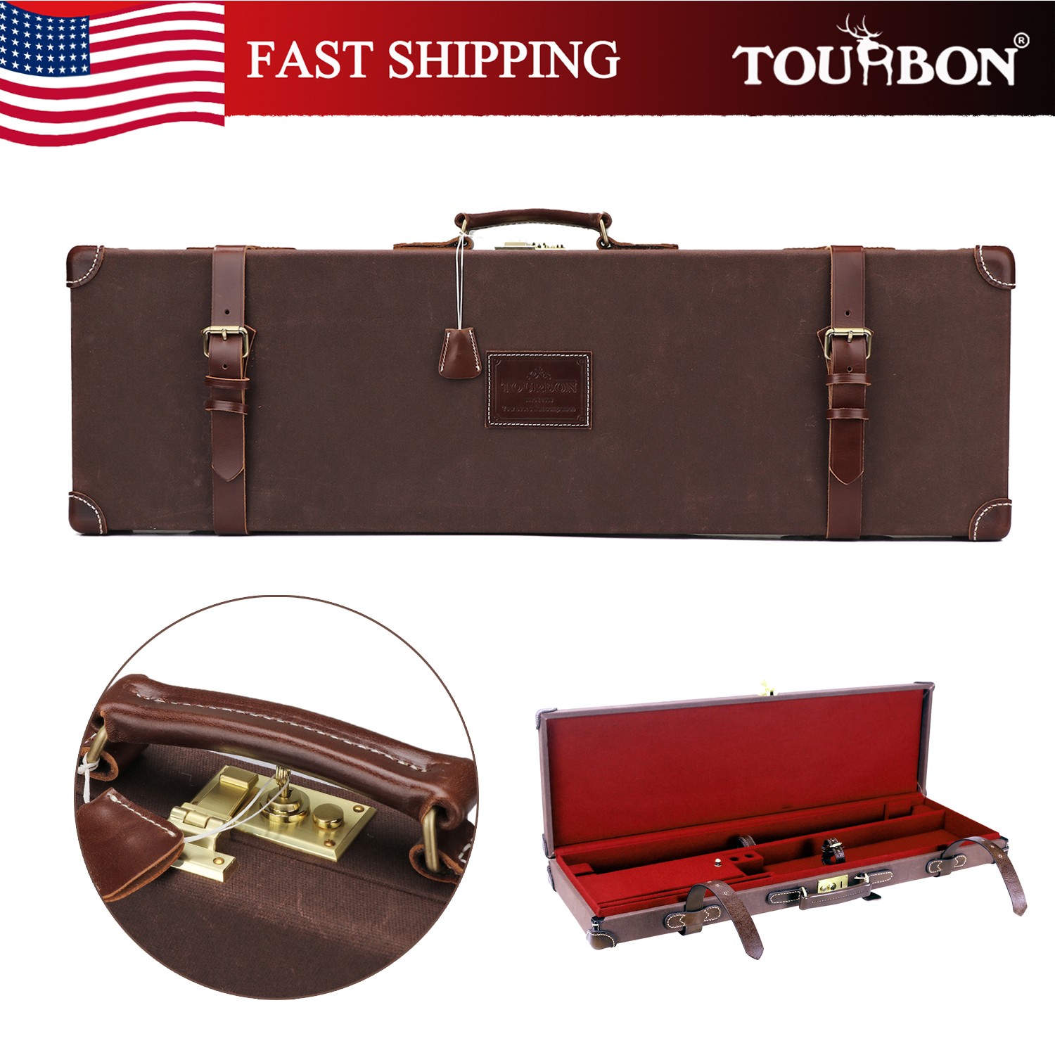 TOURBON Shotgun Hard Case Gun Safety Box O/U SXS Barrel Protector Canvas Gift