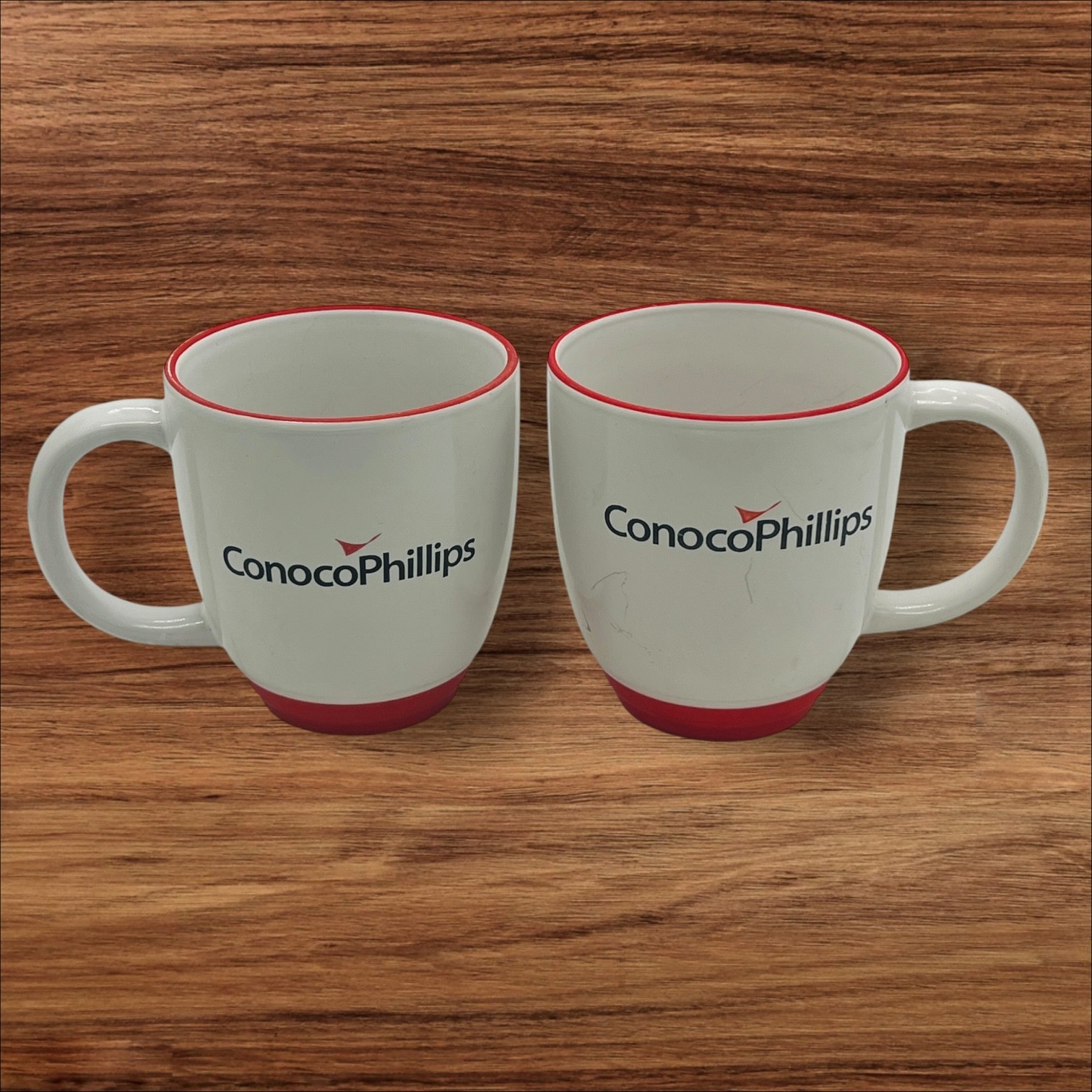 Conoco Phillips 2 Vintage Conoco Phillips Red White Large Coffee Mugs Cups