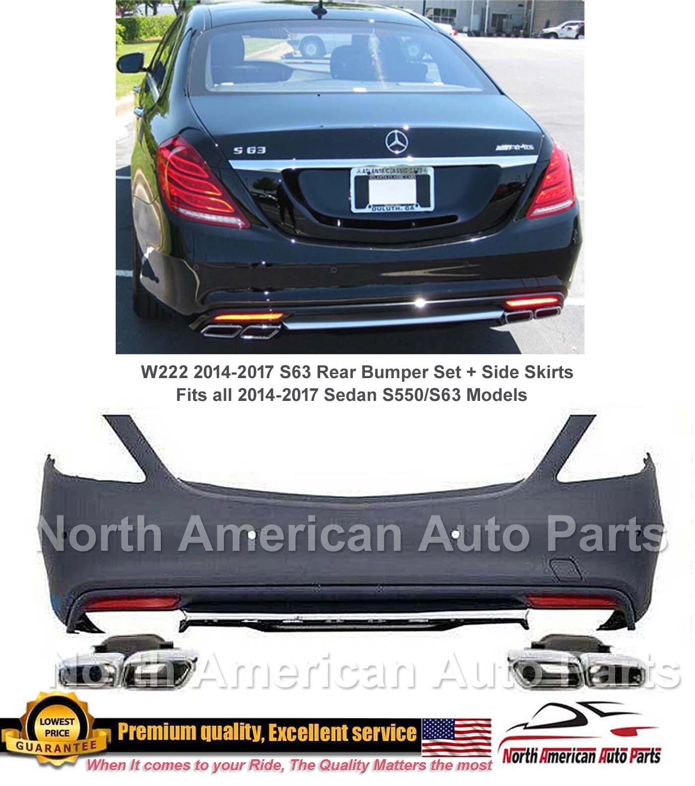 S63 Rear Bumper Full Tips Diffuser Body Kit S550 2014-2017 2015 2016 New