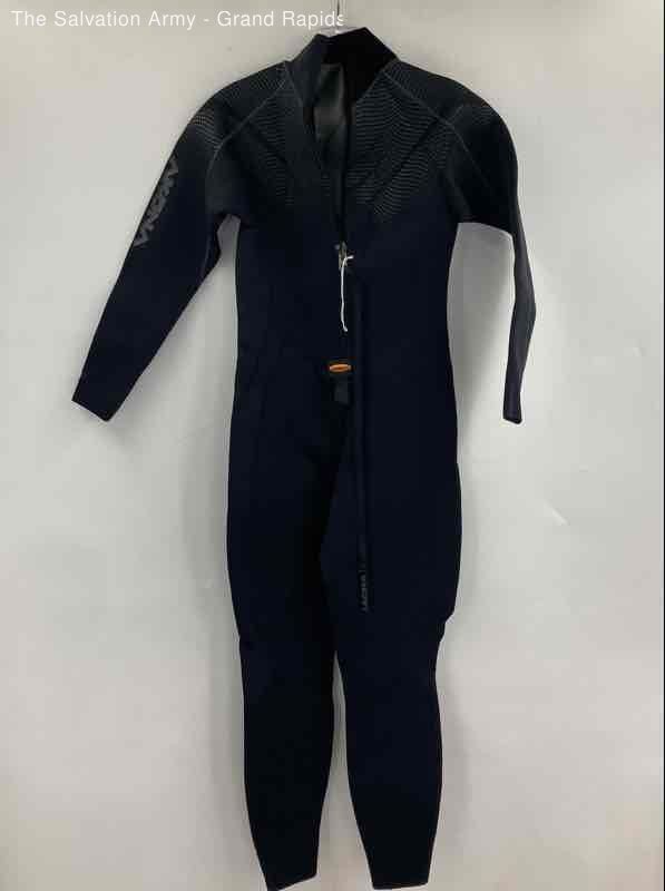 Akona Mens Black Gray Mock Neck Back-Zip Waterproof Wetsuit Size 7/8