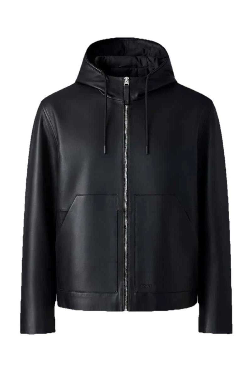 Men's Mackage Lavan Leather Hooded Jacket - Black Shade Men's Mackage Lavan Leather Hooded Jacket - Black Shade
