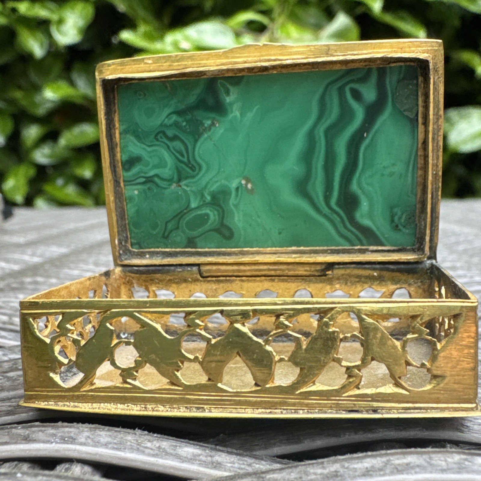 Antique 19th Century Malachite & Brass Box Decorative Collectible Box Antique 19th Century Malachite & Brass Box Decorative Collectible Box