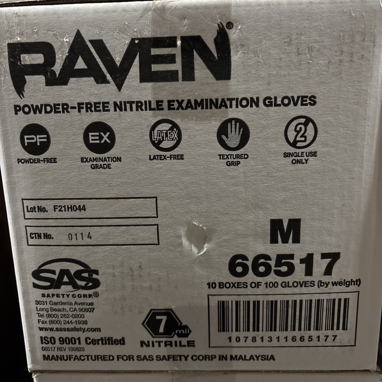 Raven - Nitrile Powder Free Gloves - CASE-Size Medium