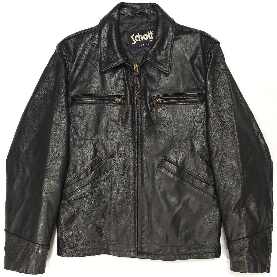 Schott 634 Leather Trucker Single Riders Jacket Blouson Men Size 38 Black Biker