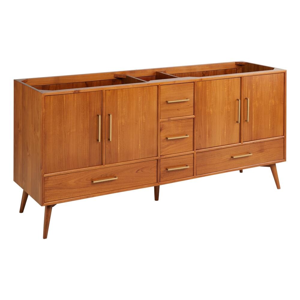 MCM Teak Vanity - 72x21.4x34 - 4 Doors w/soft close hinges - 5 Drawers