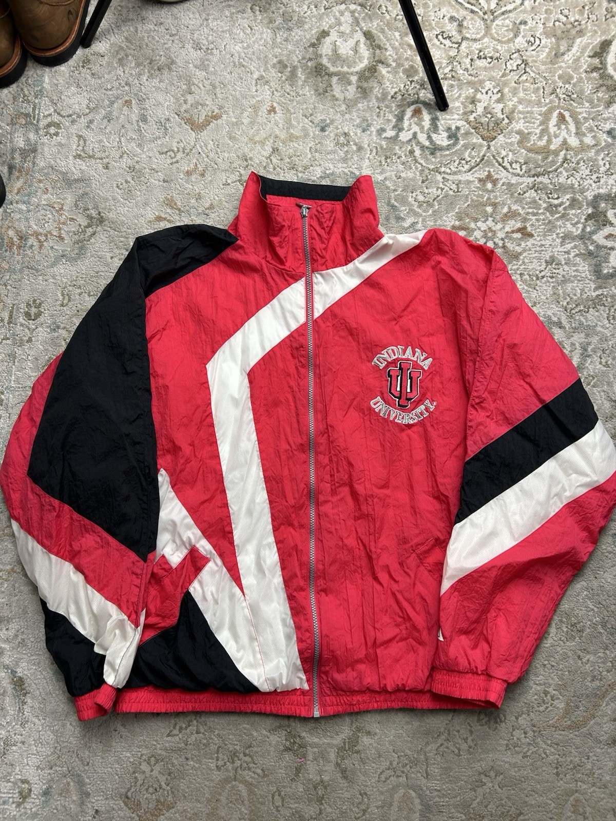 Vintage 1990s IU Indiana Hoosiers Jacket Red Black Two Sided Large 90s GREAT