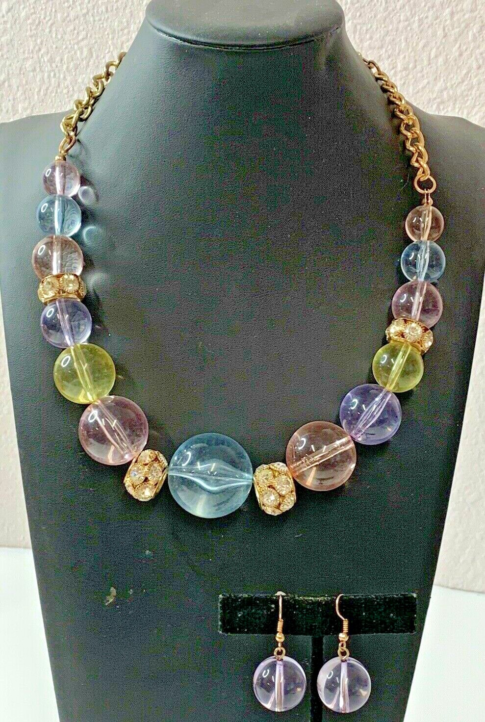 STUNNING CHARMING CHARLIE LARGE BEADED NECKLACE AND EARRINGS