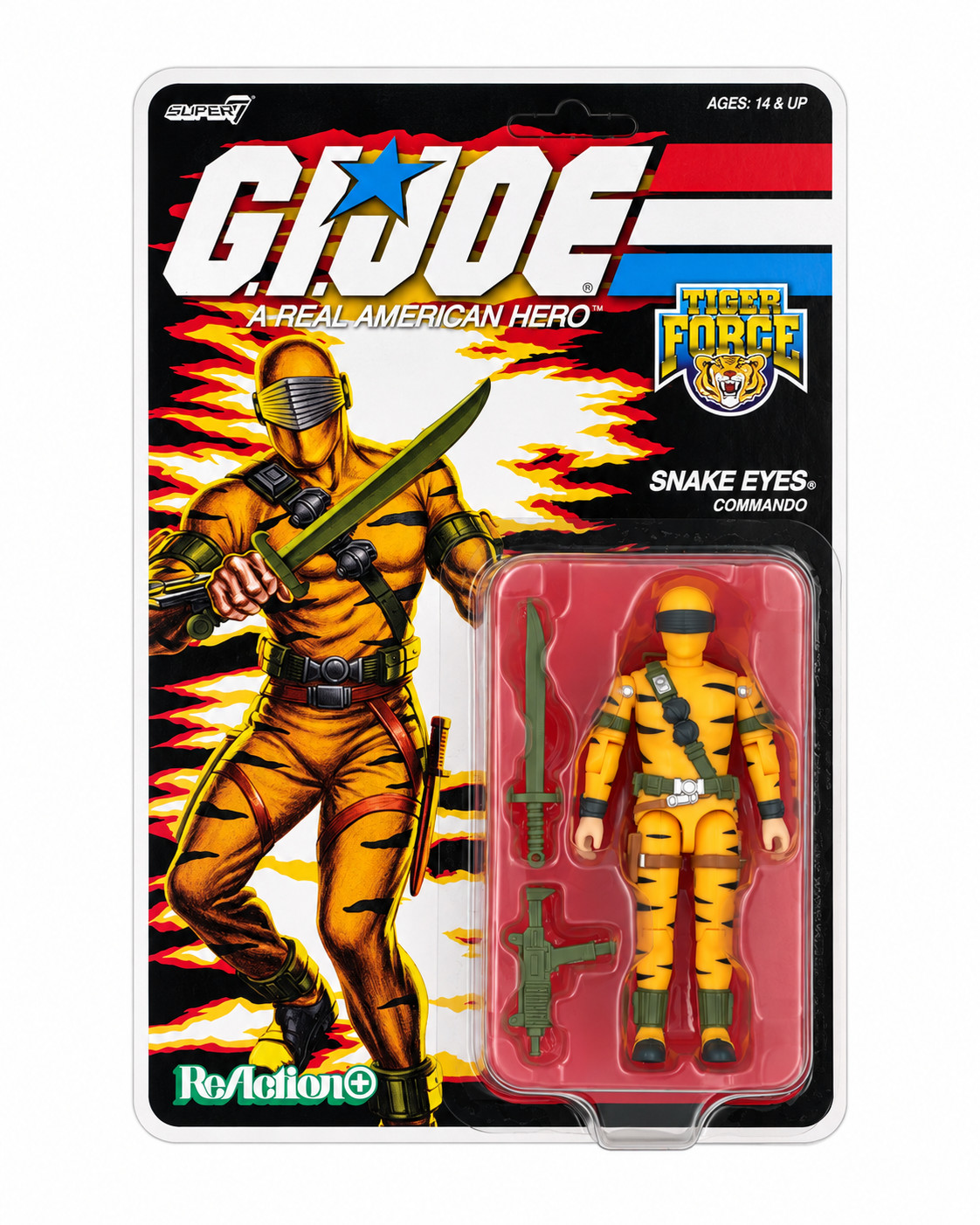 GI Joe Super 7 Reaction+ Plus Tiger Force Snake Eyes Commando New In Box GI Joe Super 7 Reaction+ Plus Tiger Force Snake Eyes Commando New In Box