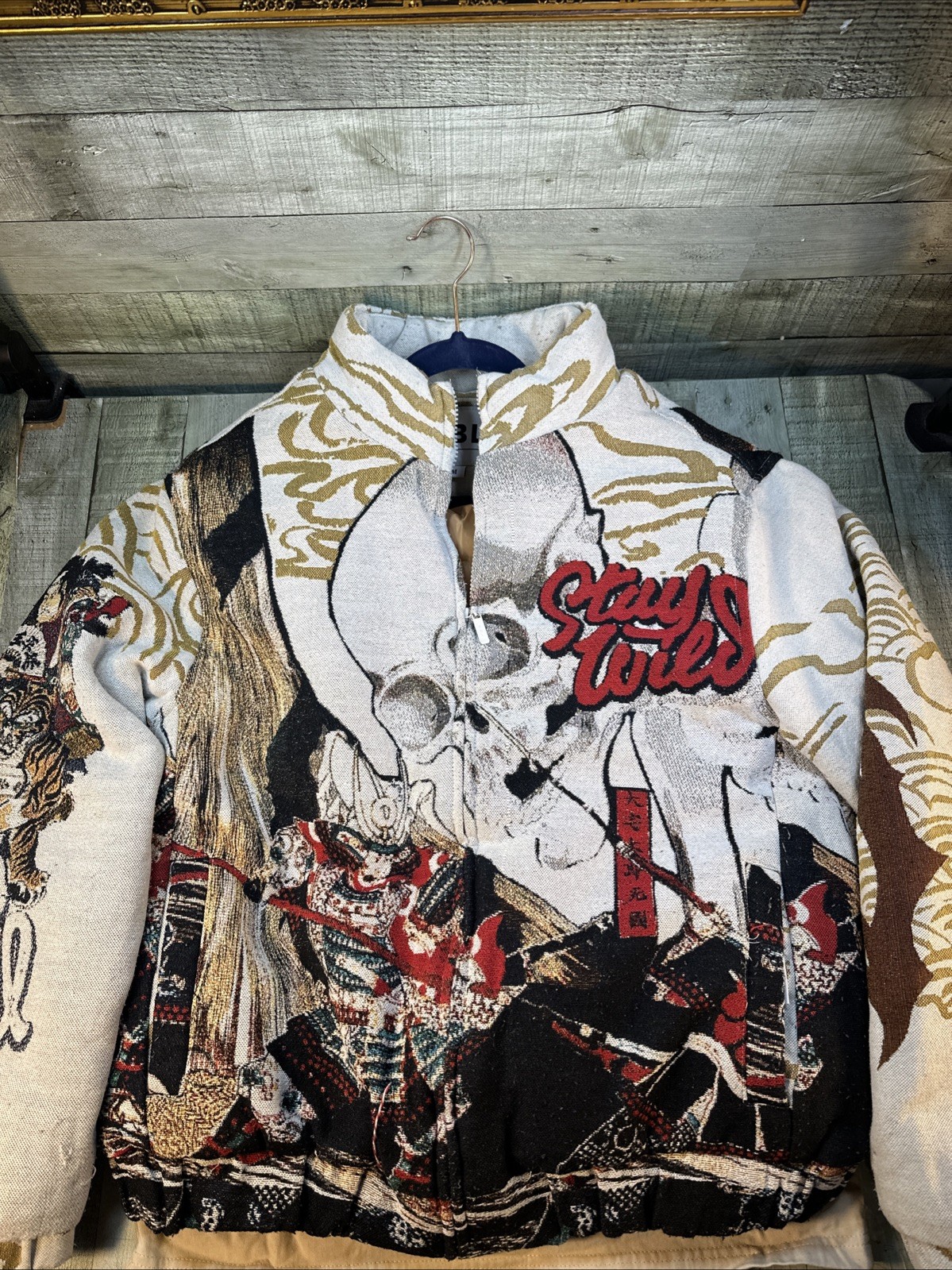 RBL by Rebel Minds Graphic Full Zip Jacket Multicolor M Stay Wild Skull
