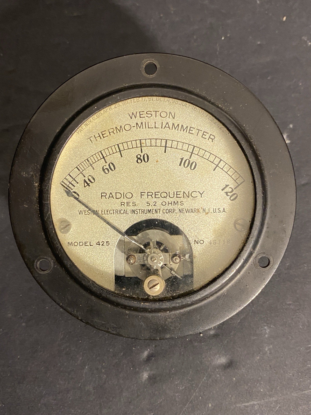 Vintage Weston Model 425 Radio Frequency Thermo-Milliammeter 0-120 RF Amps