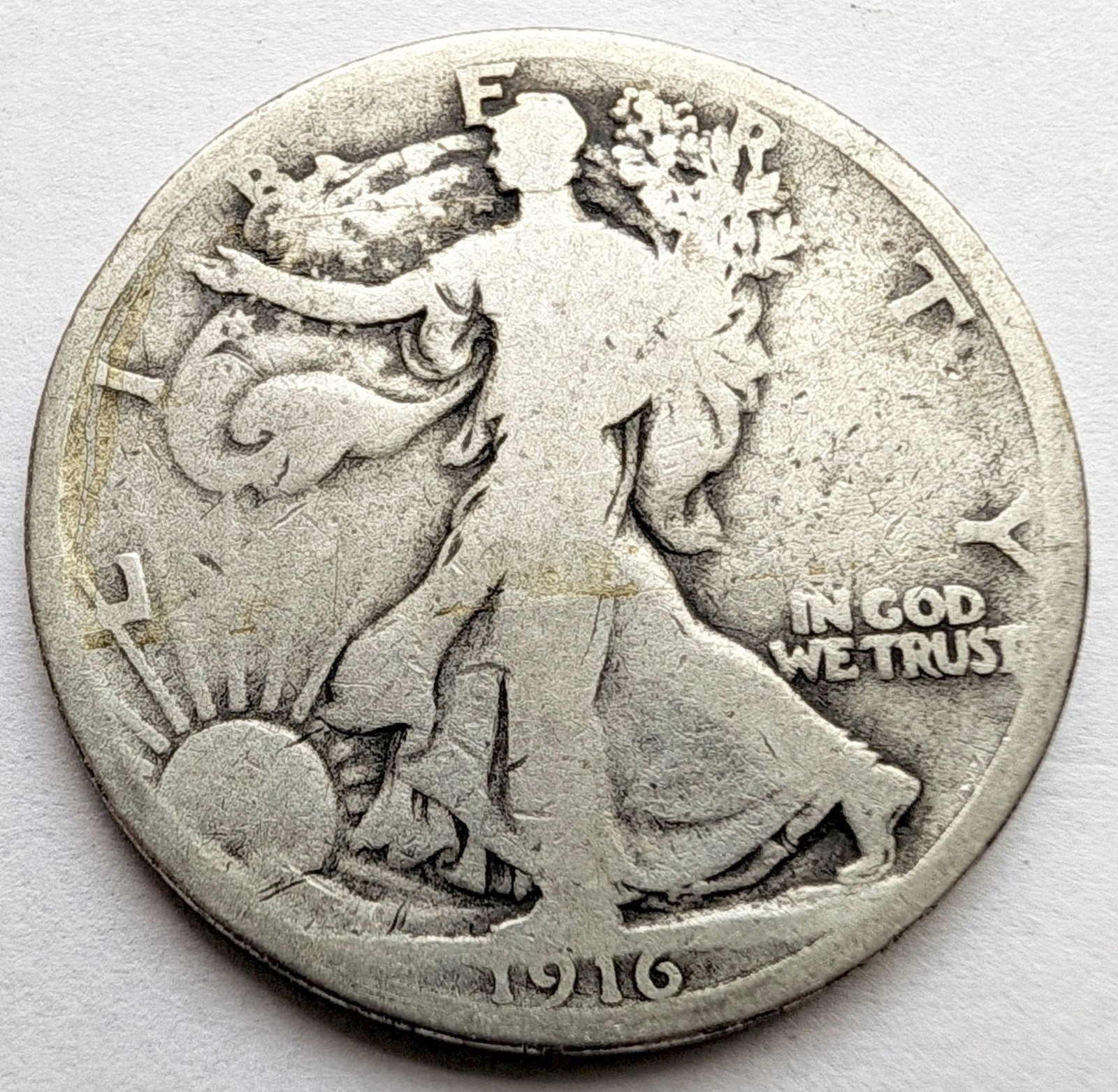 1916 Walking Liberty Silver Half Dollar Good Details, Key Date 50C 1916 Walking Liberty Silver Half Dollar Good Details, Key Date 50C