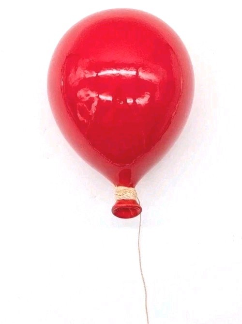 Vintage Ceramic Balloon String Dispenser Twine Yarn RED 🎈 Pop Wall Art 1980's