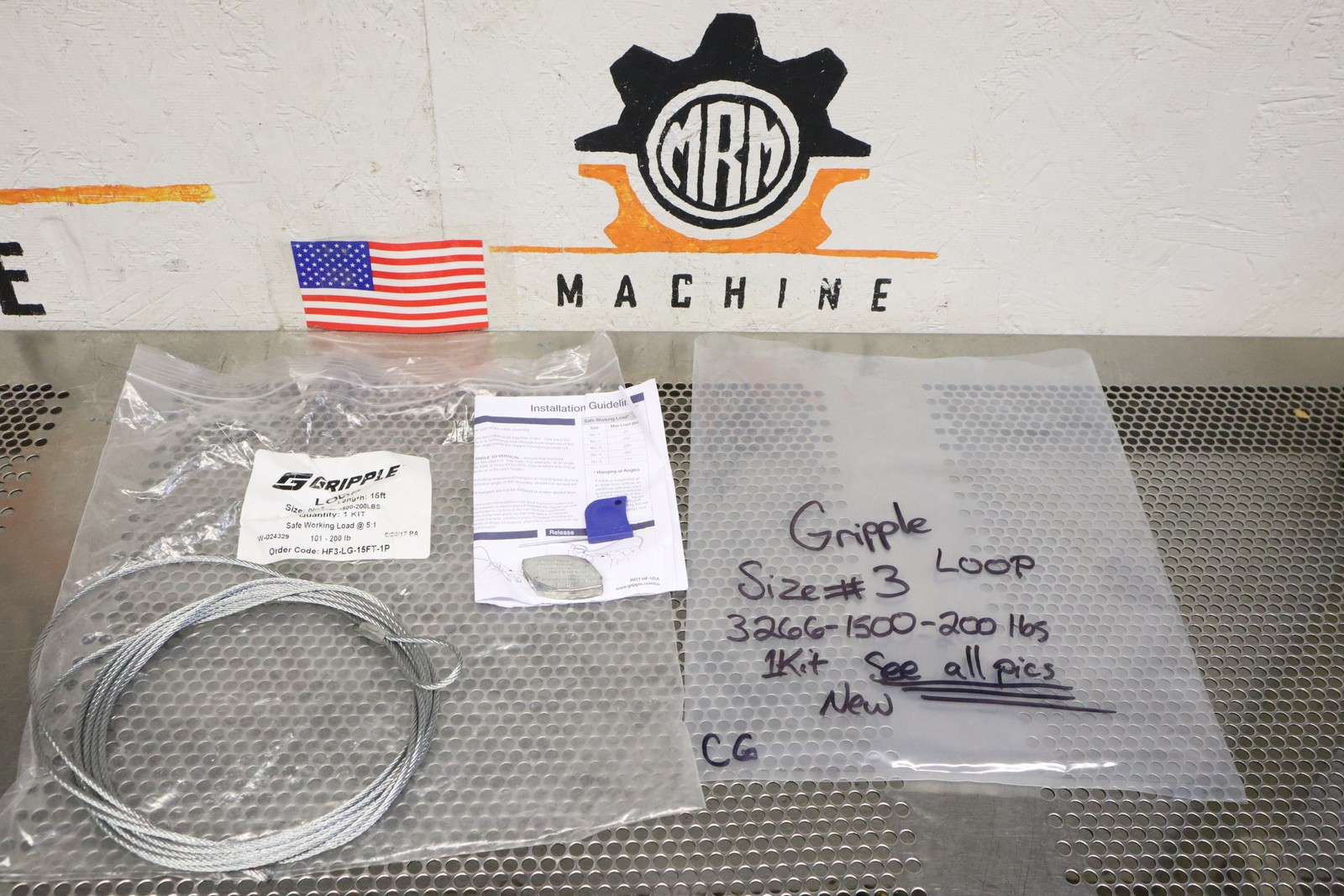 Gripple 3266-1500-200LBS Size No. 3 15Ft Length Wire Hanging Kit See All Pics