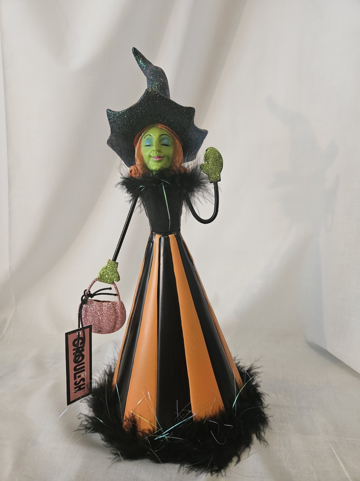NEW Ghoulish Orange Metal Witch Figurine 13\