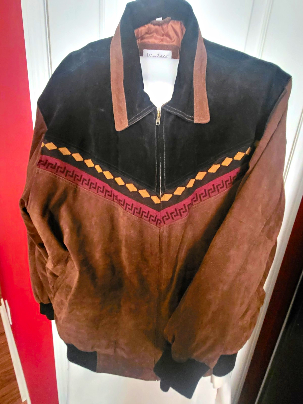 Vintage Leather Men\'s Brown/Black Leather Jacket Big & Tall 3XL