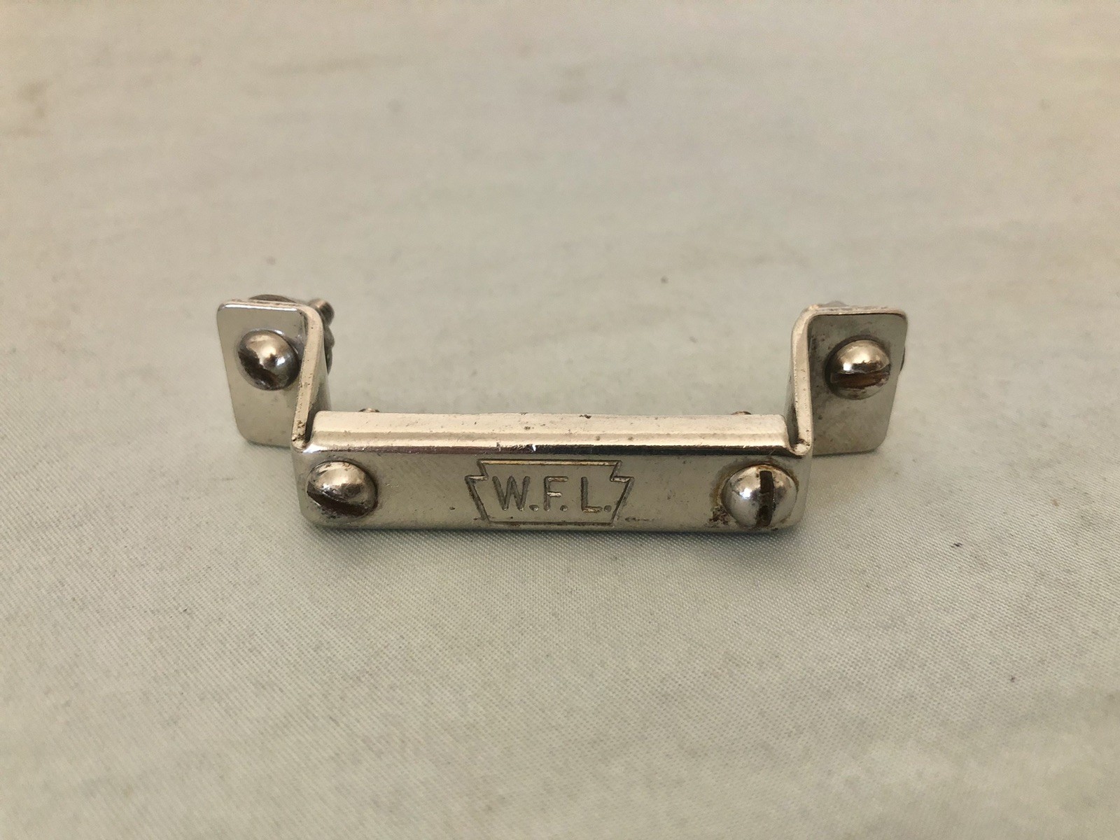 Vintage 50s WFL Ludwig P32 Butt End Plate, Snare Drum Strainer, Nickel, 1958