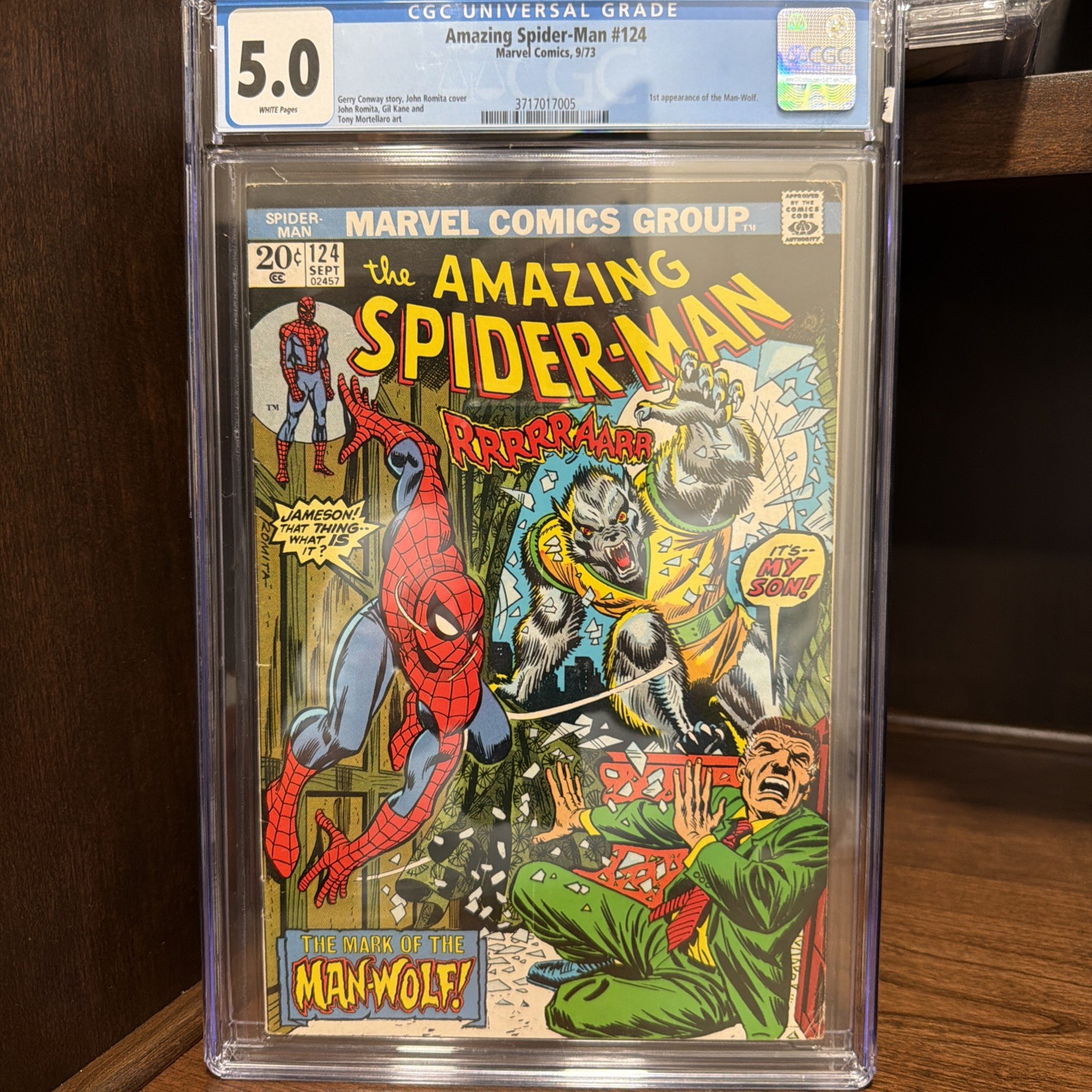 Marvel Comics The Amazing Spider-Man #124 (1973) CGC 5.0 Man-Wolf Key Marvel Comics The Amazing Spider-Man #124 (1973) CGC 5.0 Man-Wolf Key