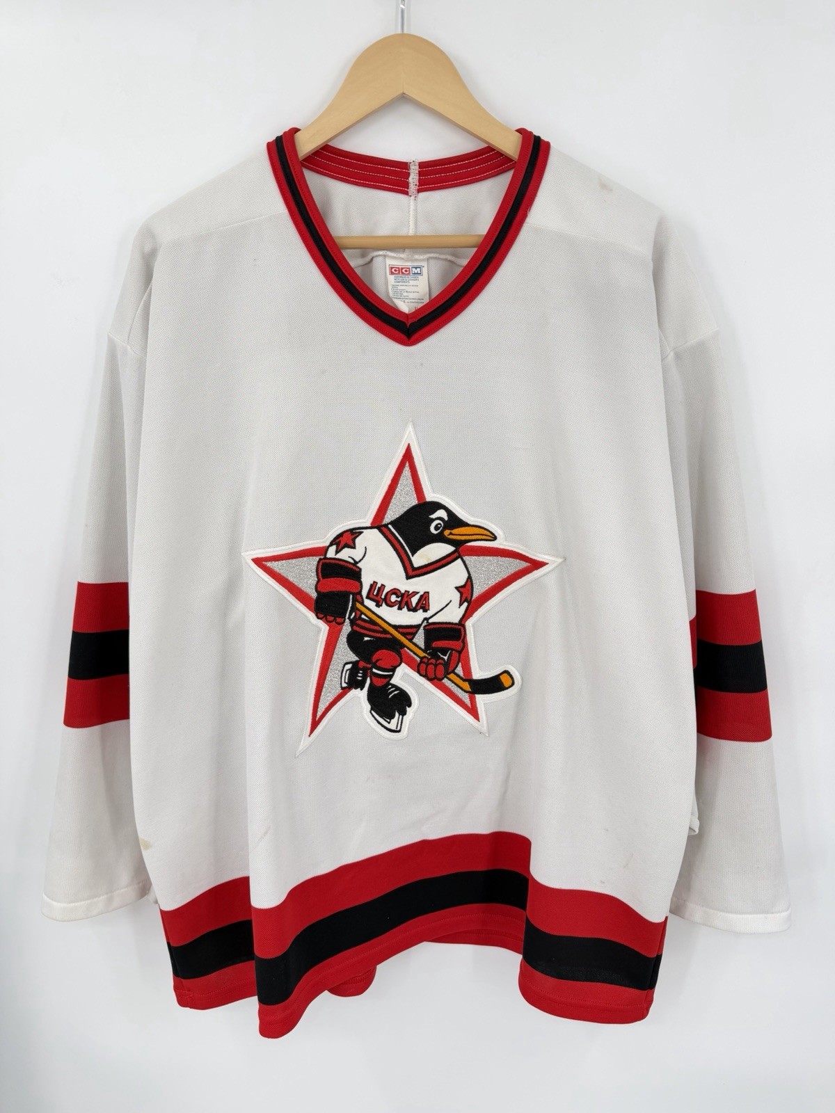 Vintage CCM Russian Penguins IHL 4CKA Moscow Ice Hockey Jersey Men’s XL