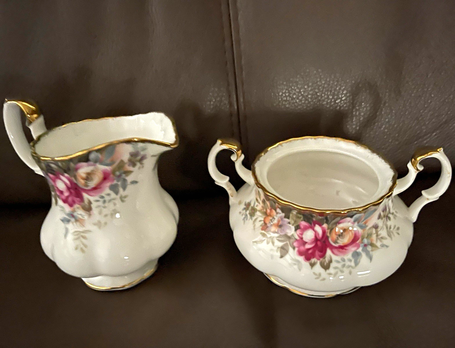 Royal Albert England - Autumn Roses- Creamer & Sugar Bowl set  with OUT LID