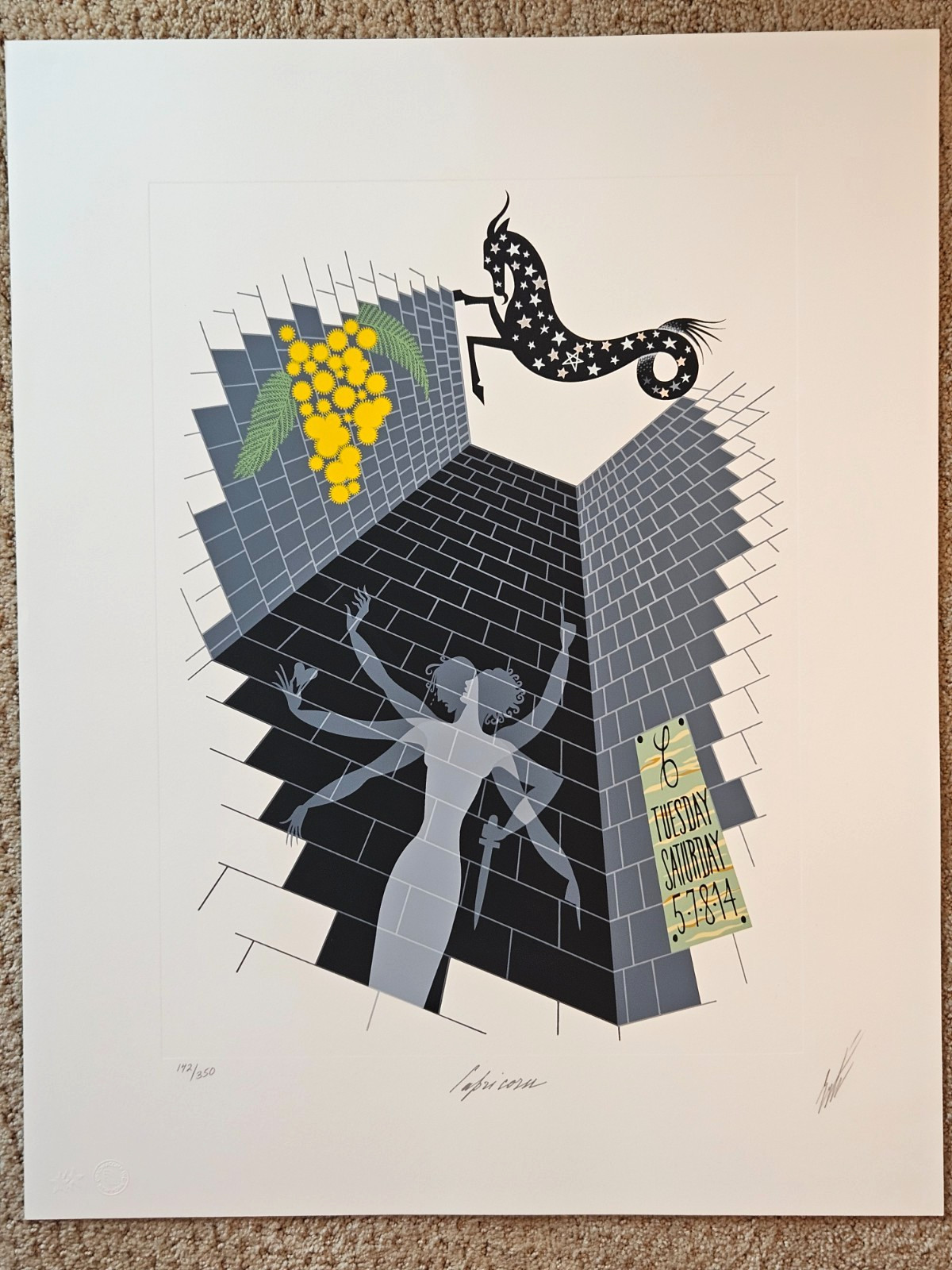 Erte - Capricorn - Zodiac Series Serigraph #142/350 Erte - Capricorn - Zodiac Series Serigraph #142/350