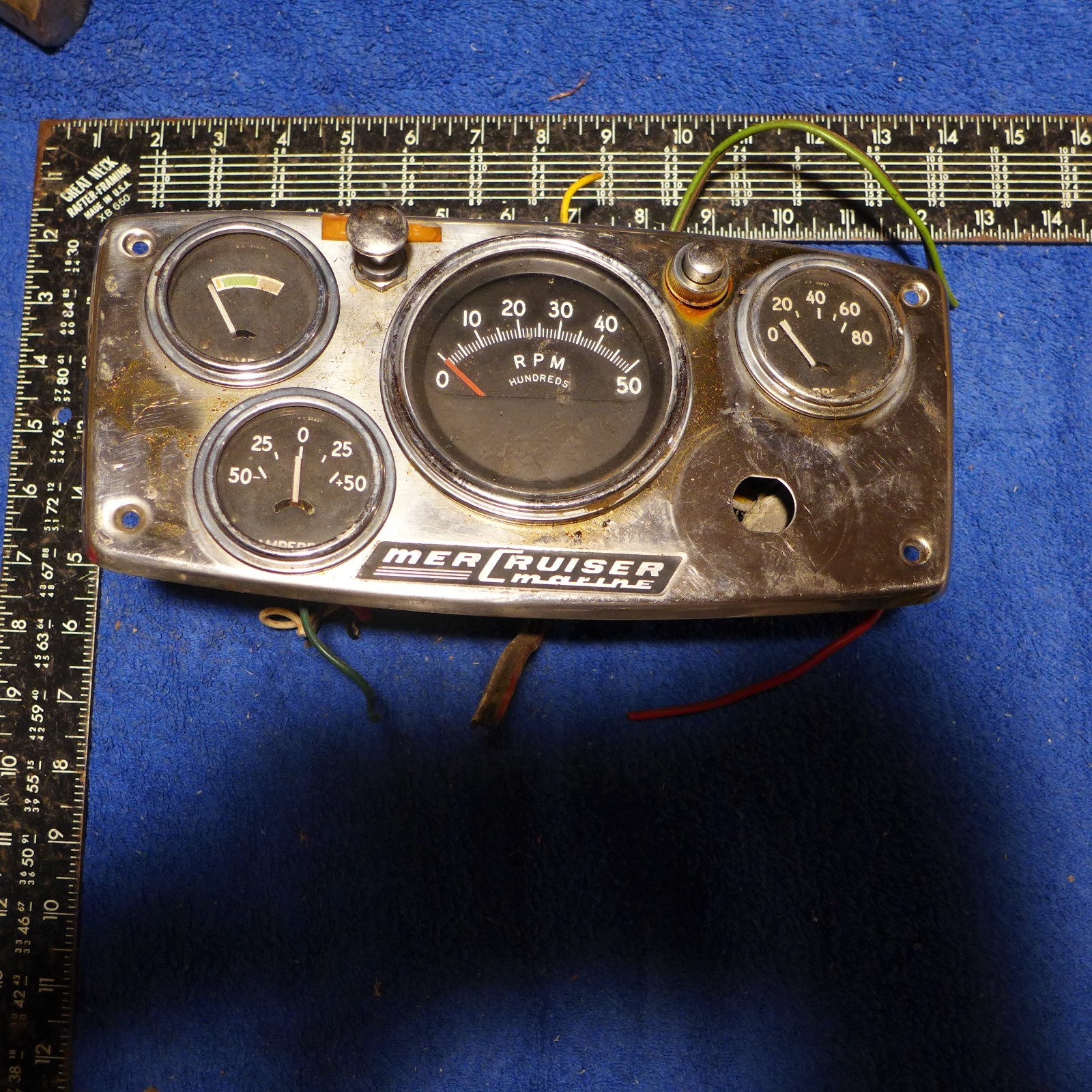 Vintage Mercruiser gauge cluster/ dash. Untested, read description Vintage Mercruiser gauge cluster/ dash. Untested, read description