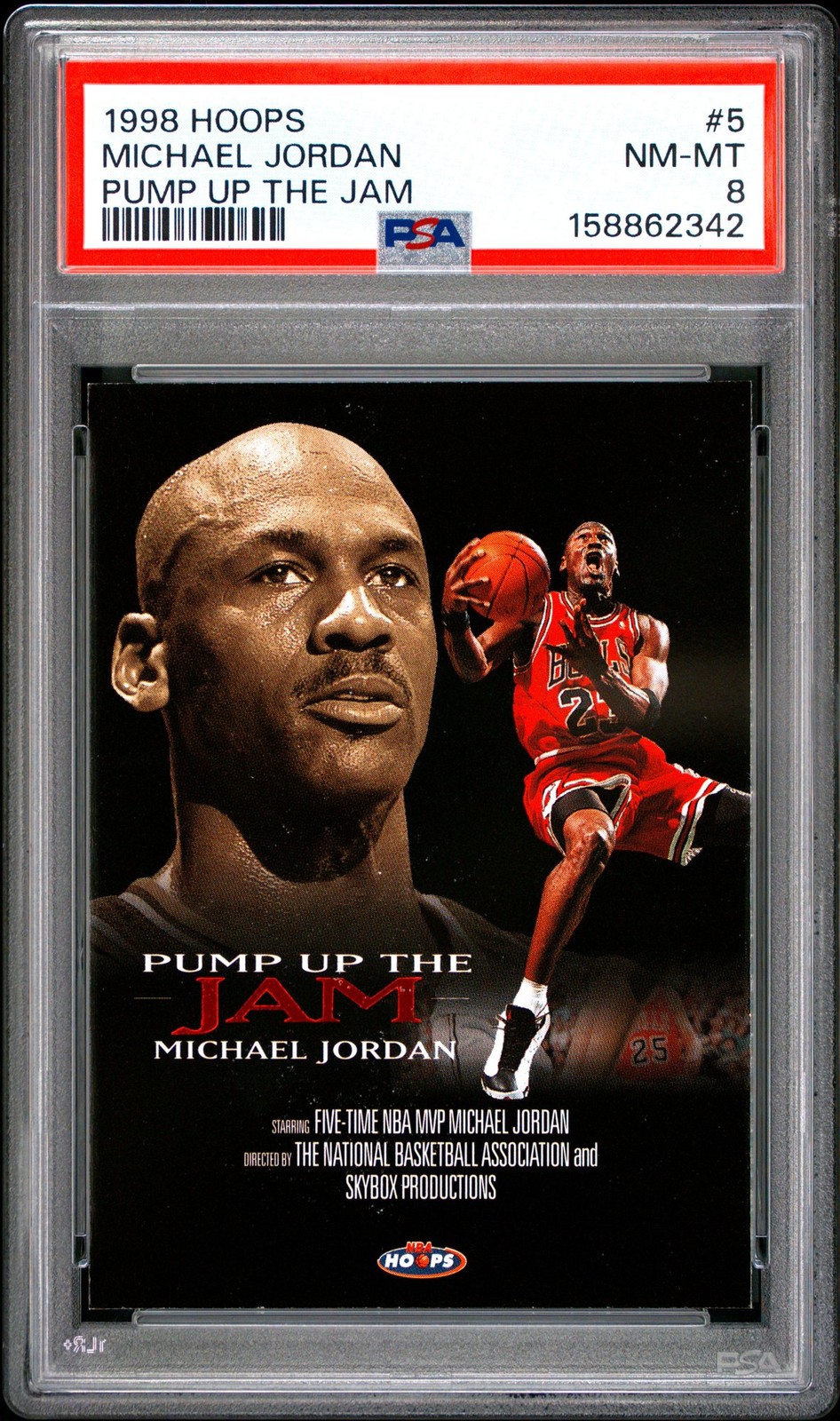 RARE 1998 Hoops #5 Michael Jordan Pump Up The Jam PSA 8 POP/125