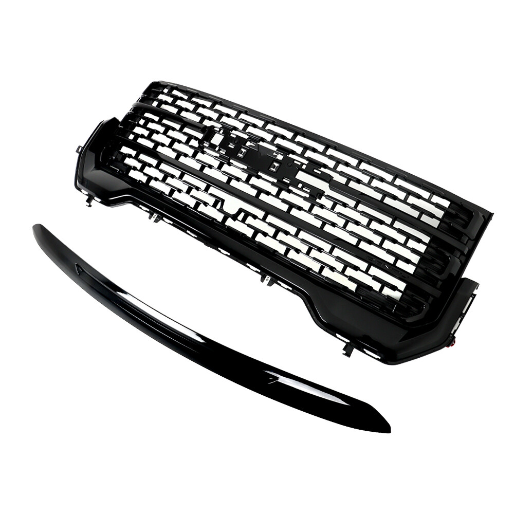 LABLT Front Upper Grill+Hood Molding For GMC Acadia 2020-2023 Gloss Black