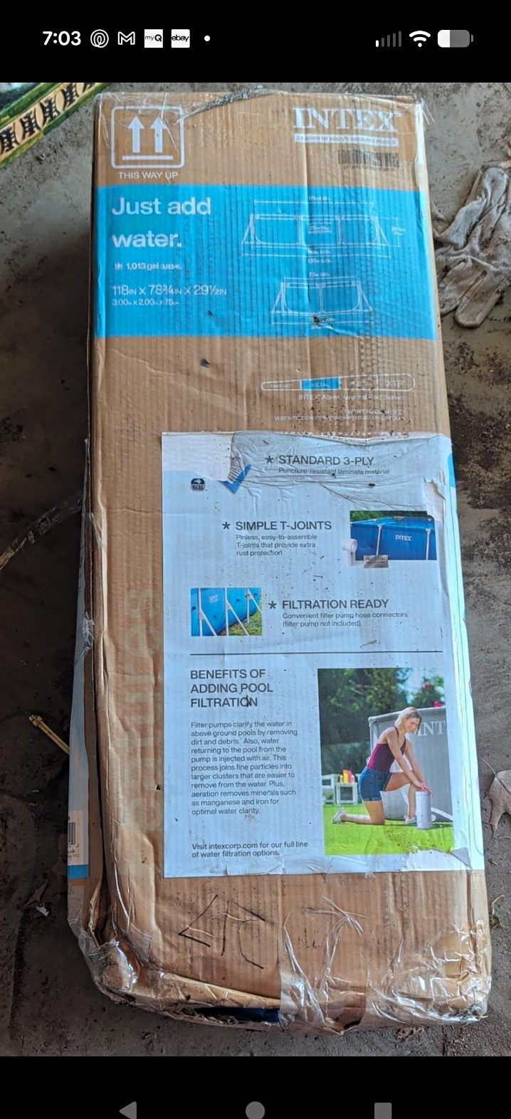 Intex Rectangular Metal Frame Pool 9.75ft x 6.5ft x 2.5ft 1013 gal Blue READ Intex Rectangular Metal Frame Pool 9.75ft x 6.5ft x 2.5ft 1013 gal Blue READ