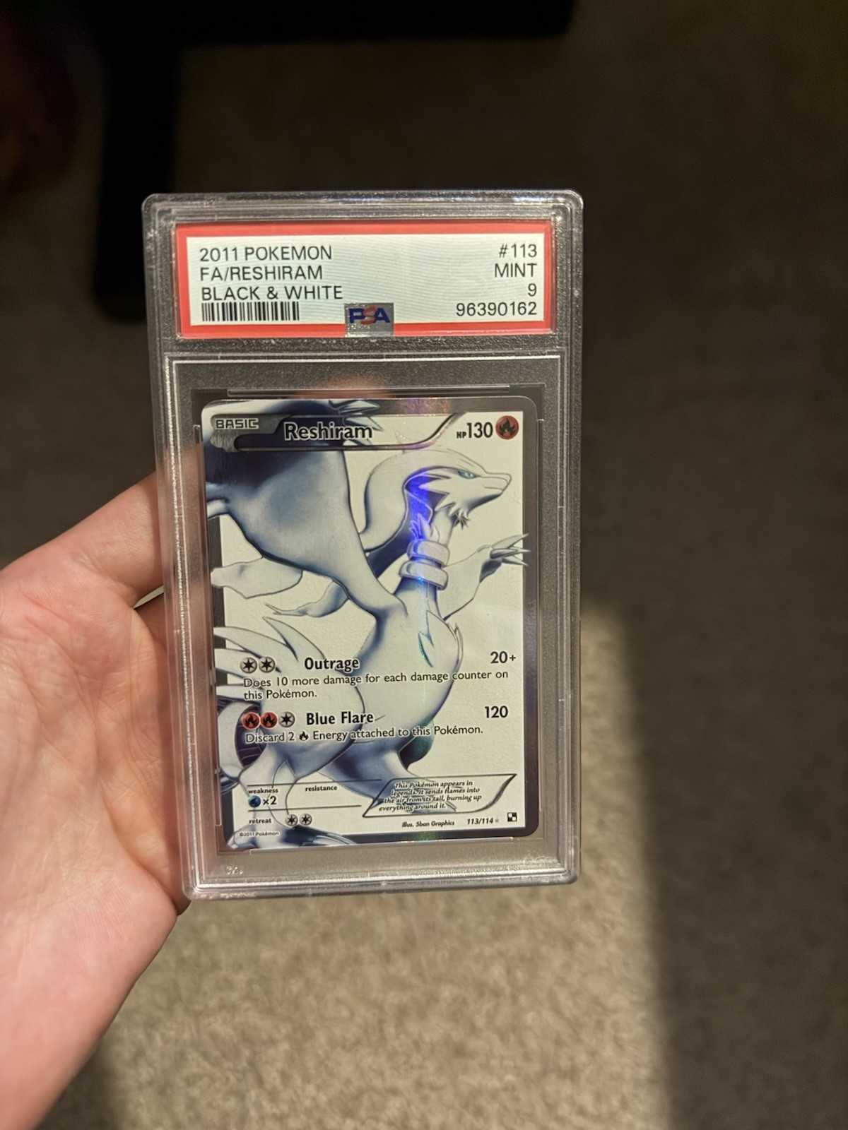 POKEMON RESHIRAM 113/114 BLACK & WHITE BASE ORIGINAL WHITE FULL ART 2011 PSA 9 POKEMON RESHIRAM 113/114 BLACK & WHITE BASE ORIGINAL WHITE FULL ART 2011 PSA 9