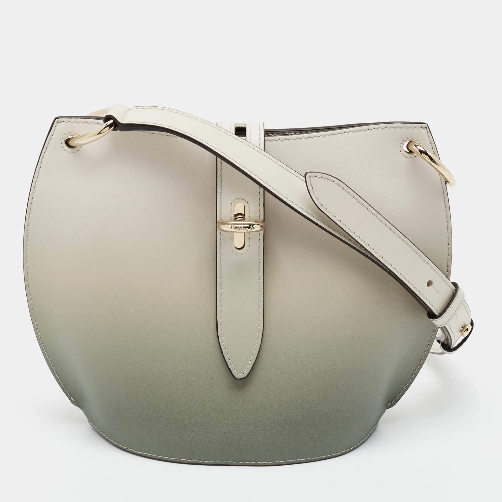 Furla Unica Mini GreenGrey Leather Crossbody Bag