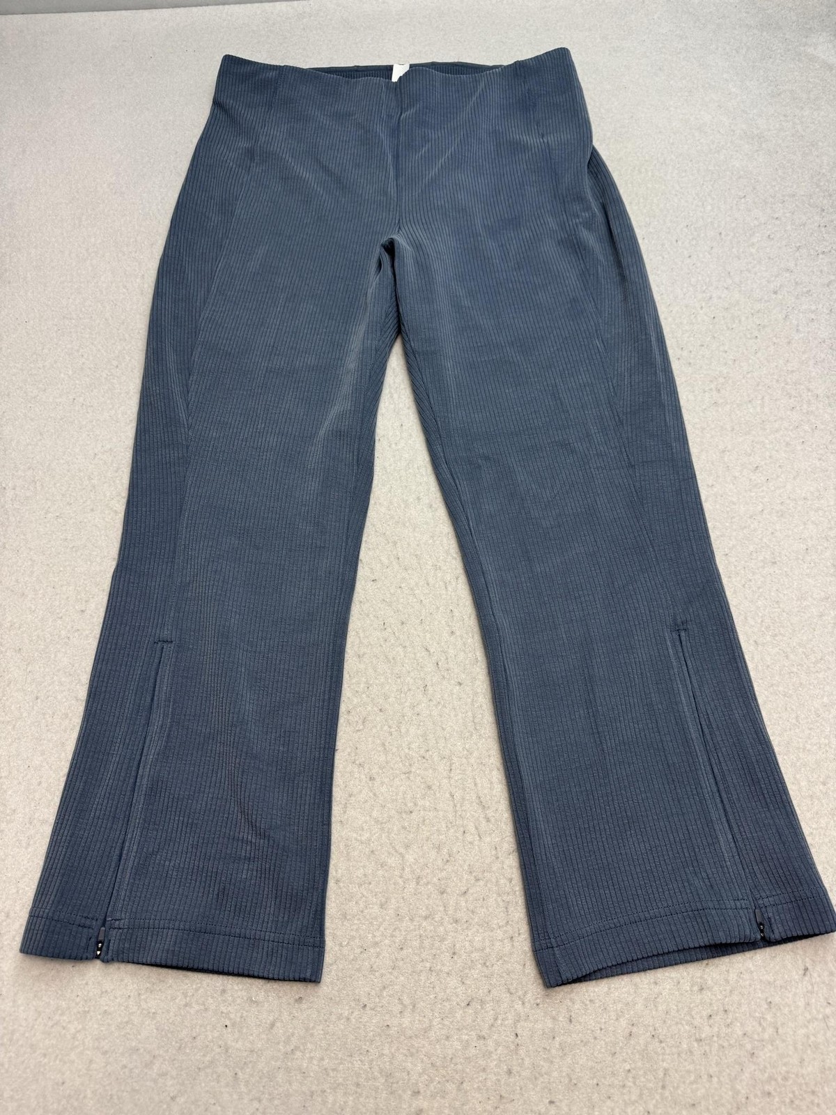 Lululemon Ribbed Softstreme Pants Womens 12 Blue Ribbed Zip Ankle Knit LW6CNW5