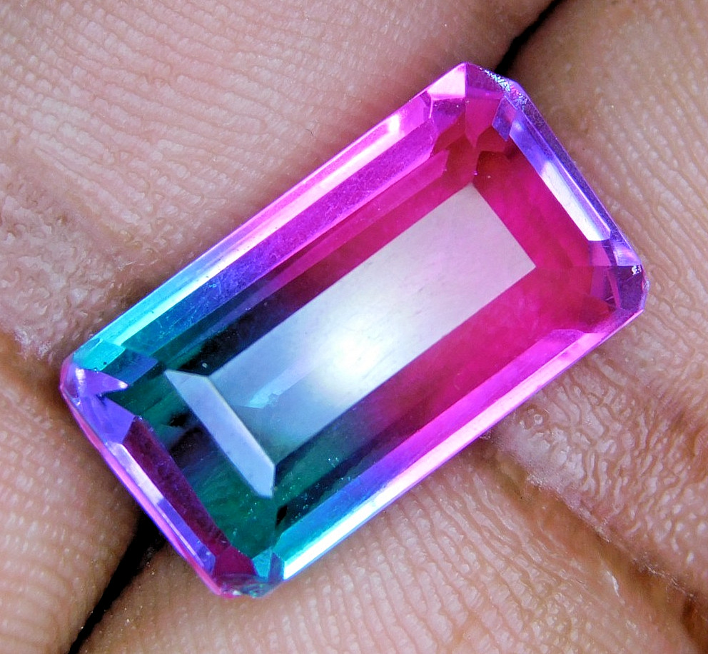 Certified 11.50 ct  Watermelon Tourmaline Emerald Loose Gemstone