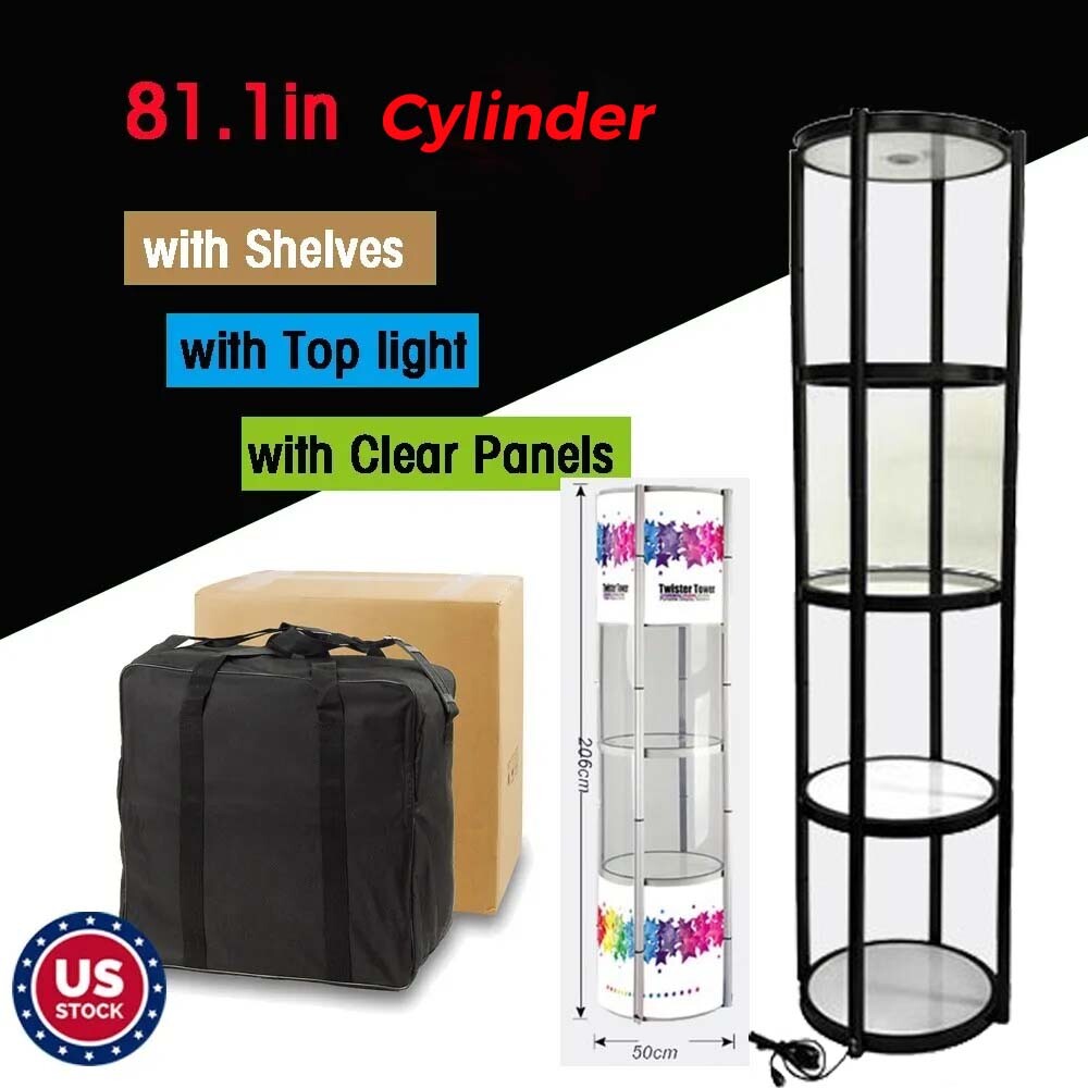 PICKUP 2.06m Cylinder Aluminum Spiral Tower Display Case with light /Panels