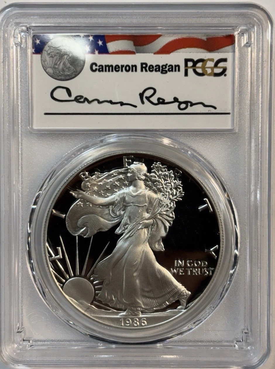 1986-S Proof Silver Eagle PCGS Reagan Legacy Cameron Reagan PR69
