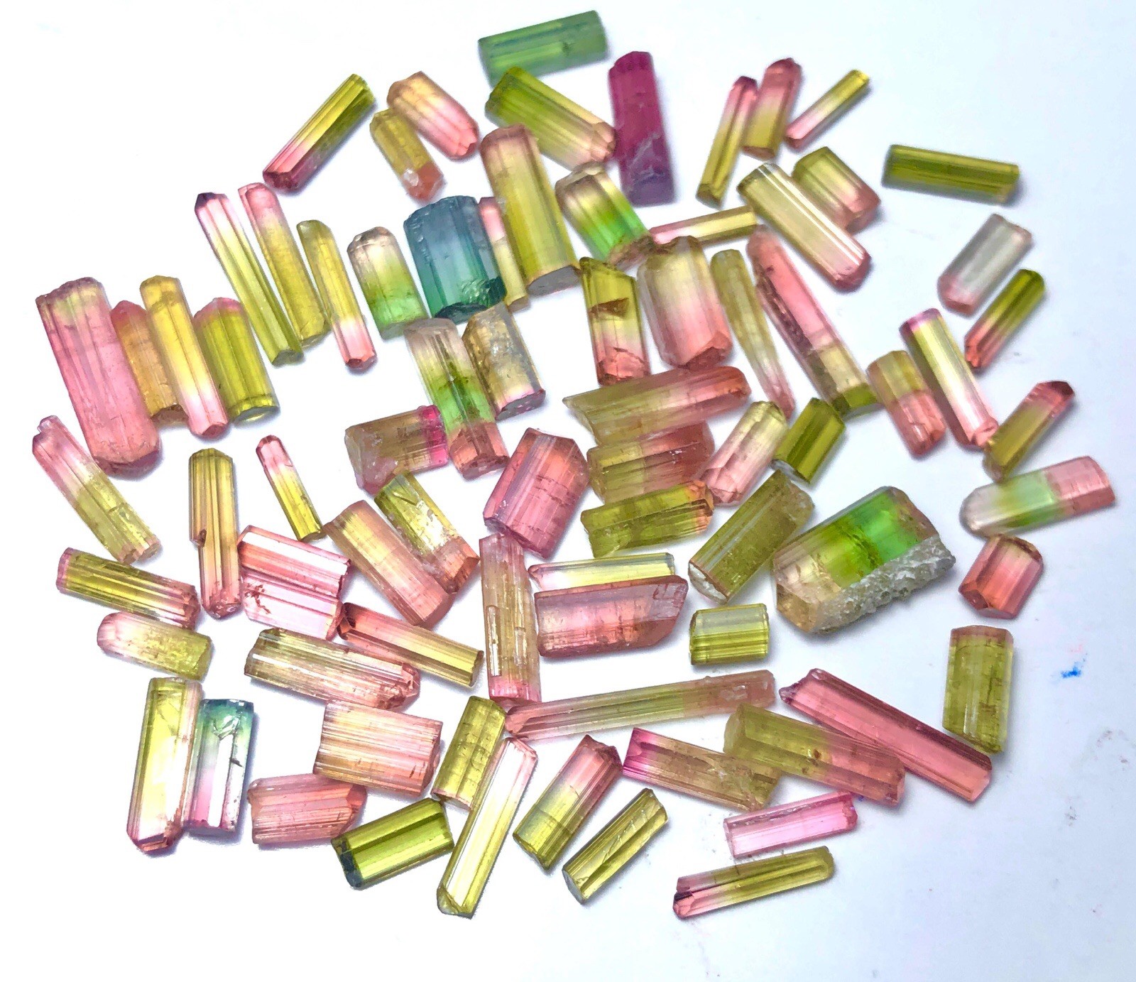 45 Ct Natural Bi-color Tourmaline crystal lot| cutting Grade bi-color tourmaline