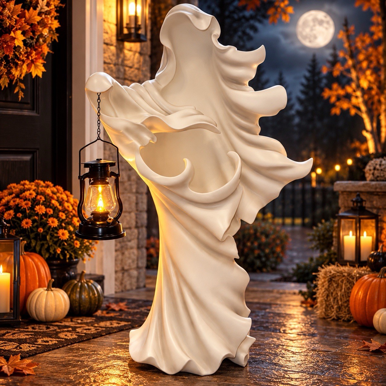 Rare Cracker Barrel 36” White Ghost Lighted Lantern 3 Ft Tall 2023 Halloween