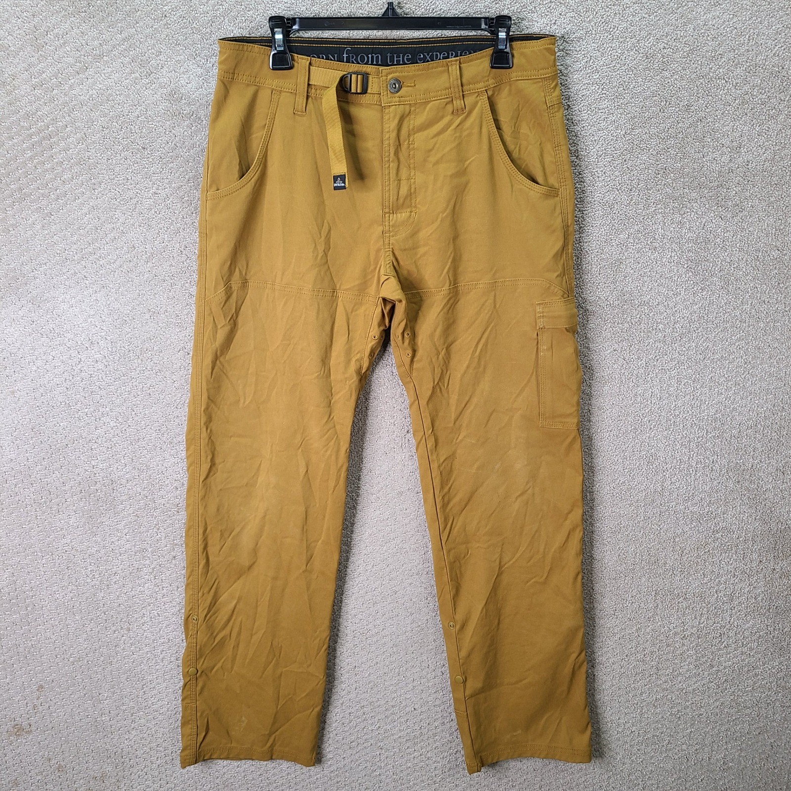 Prana Pants Men 32x32 Gold Stretch Zion Straight Leg Nylon Hiking Cargo Outdoor