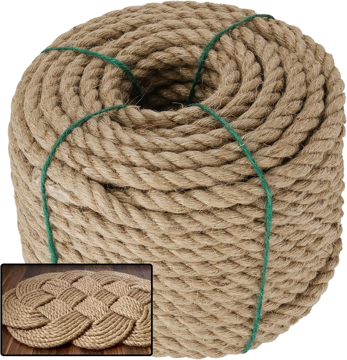 1/2 Inch X 100 Ft Natural Hemp Rope, 4 Ply Hemp Ropes, Jute Rope 1/2 Inch X 100 Ft Natural Hemp Rope, 4 Ply Hemp Ropes, Jute Rope