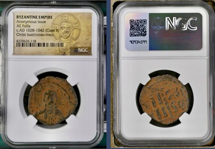 Jesus Christ King of Kings Byzantine Empire Coin 1028-1042AD NGC Ancient Genuine