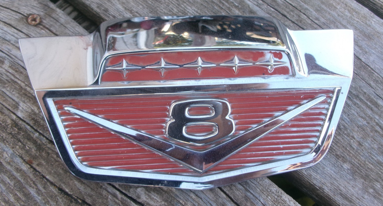 1961-1966 Ford Truck V8 HOOD EMBLEM Original FoMoCo Pickup Panel C5TB-16637-A