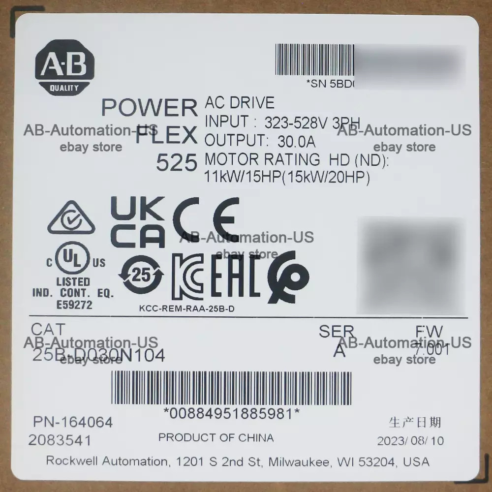 New  25B-D030N104 PowerFlex 525 15kW 20Hp AC Drive 3 Phase