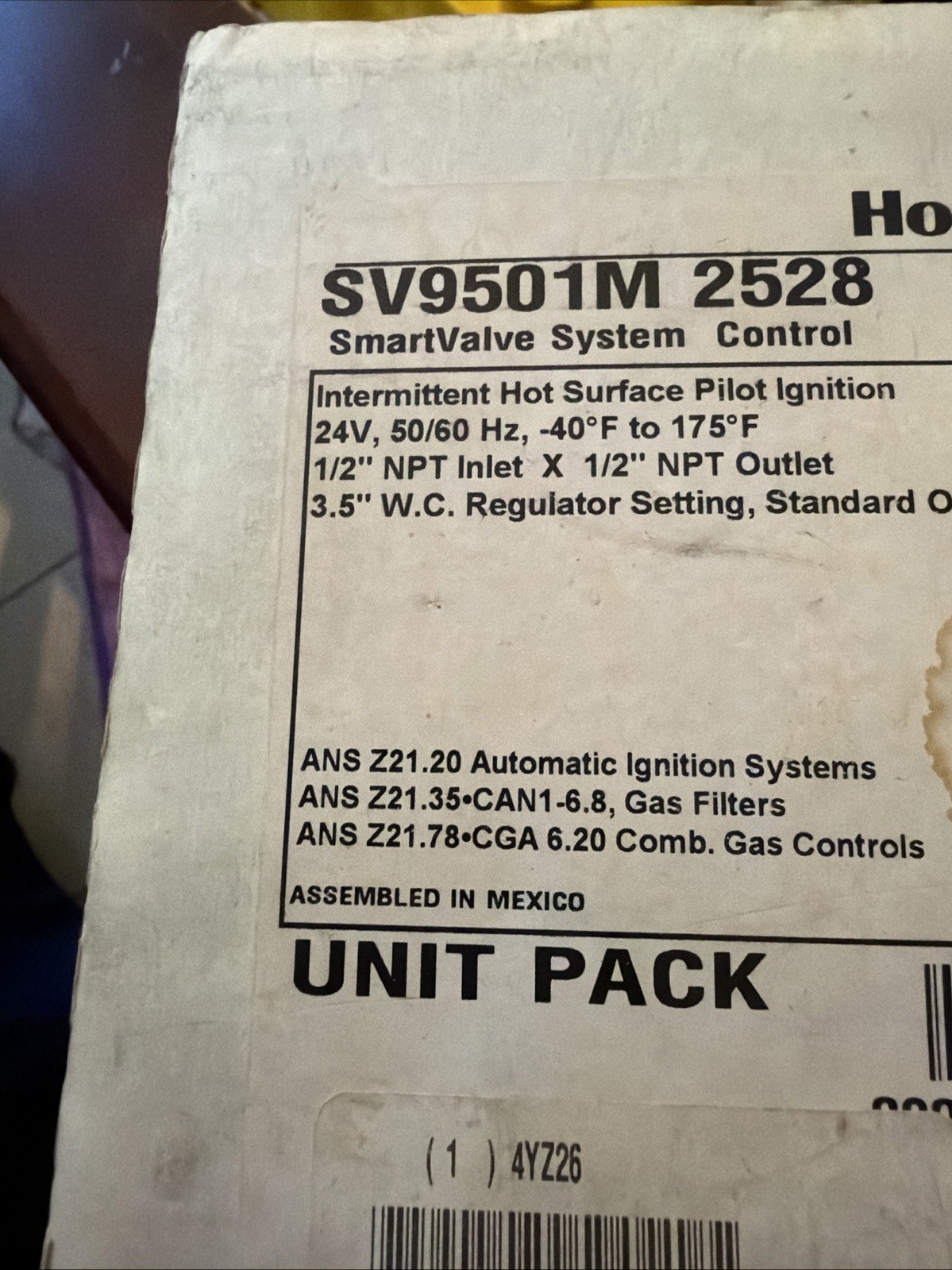HONEYWELL Smart Valve Gas System Control SV9501M 2528