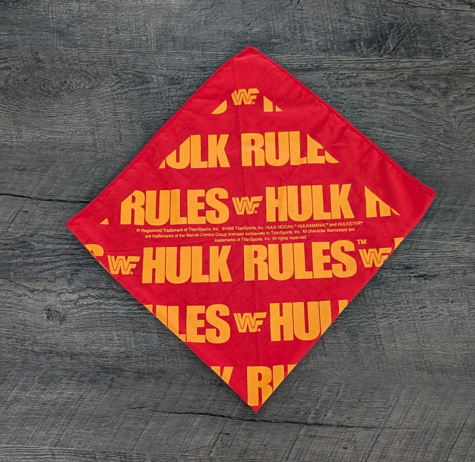 WWF Hulk Hogan Hulk Rules officially licensed 1988 Authentic Vintage Bandana WWE WWF Hulk Hogan Hulk Rules officially licensed 1988 Authentic Vintage Bandana WWE